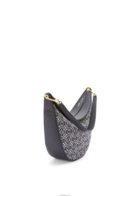 Loewe чанта luna от анаграм жакард и класическа телешка кожа F84B8451 Жени тъмносиньо/черно
