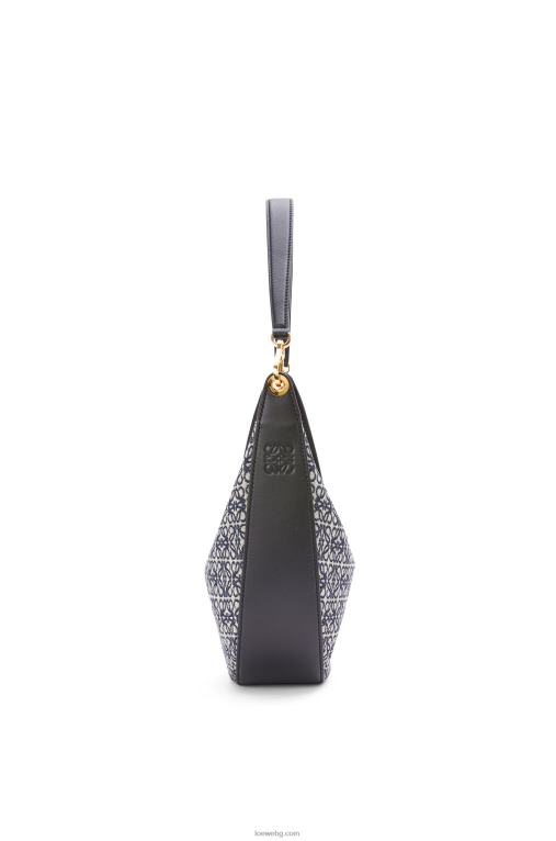 Loewe чанта luna от анаграм жакард и класическа телешка кожа F84B8451 Жени тъмносиньо/черно