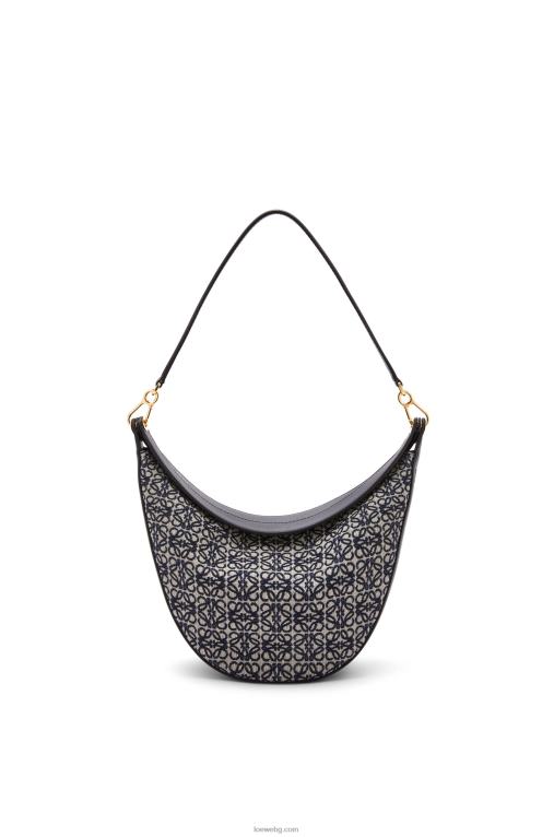 Loewe чанта luna от анаграм жакард и класическа телешка кожа F84B8451 Жени тъмносиньо/черно