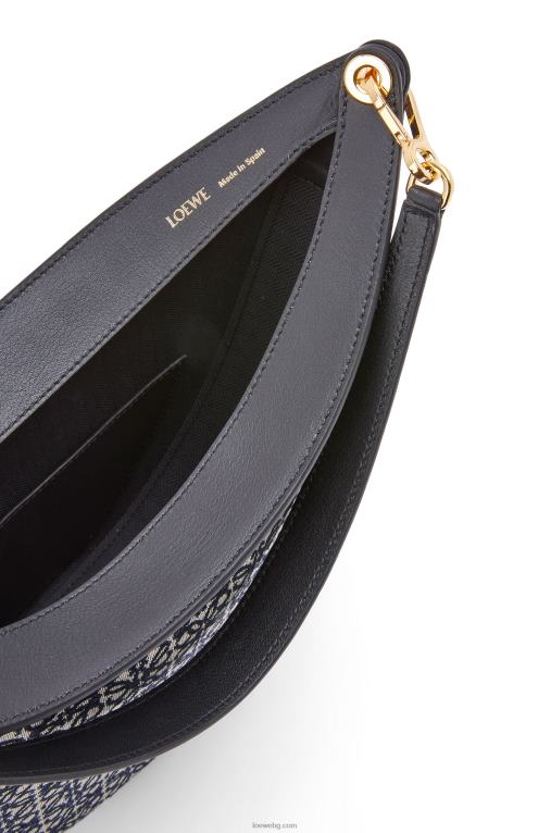 Loewe чанта luna от анаграм жакард и класическа телешка кожа F84B8451 Жени тъмносиньо/черно