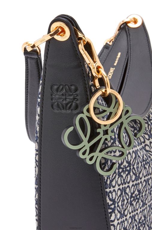 Loewe чанта luna от анаграм жакард и класическа телешка кожа F84B8451 Жени тъмносиньо/черно