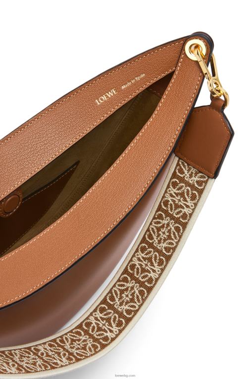 Loewe чанта luna от сатенирана телешка кожа и жакард F84B8453 Жени пекан