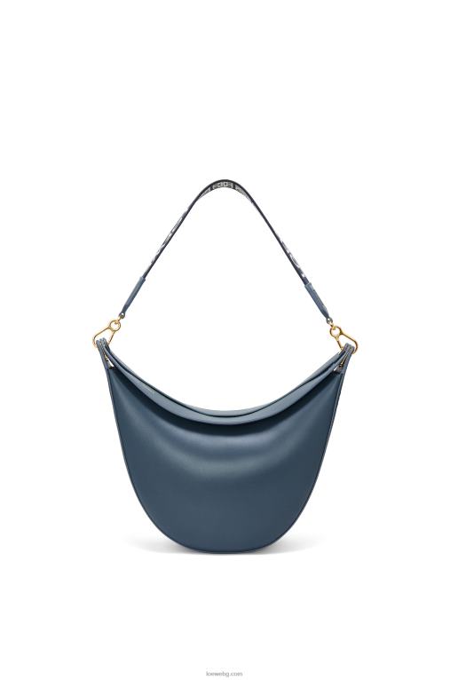 Loewe чанта luna от сатенирана телешка кожа и жакард F84B8483 Жени синьо оникс