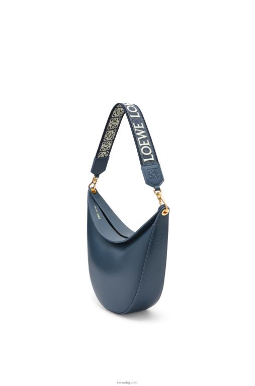 Loewe чанта luna от сатенирана телешка кожа и жакард F84B8483 Жени синьо оникс