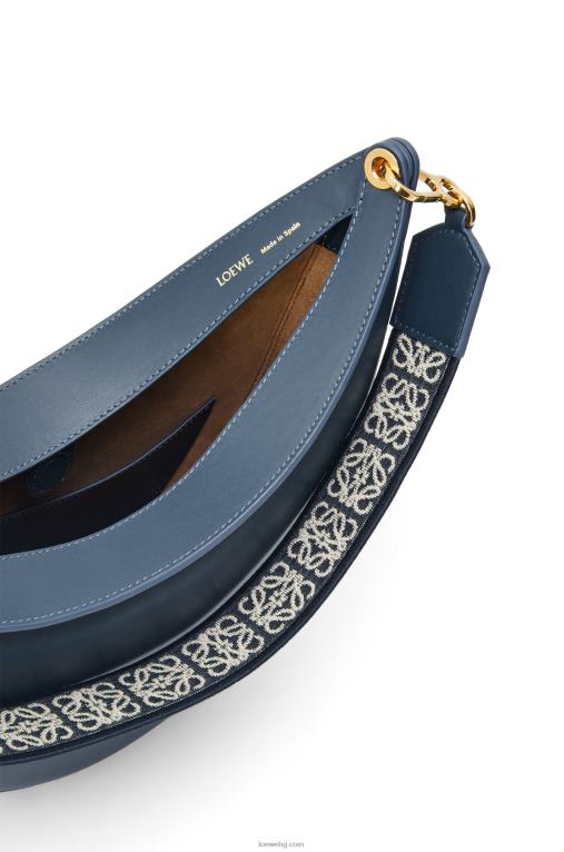 Loewe чанта luna от сатенирана телешка кожа и жакард F84B8483 Жени синьо оникс