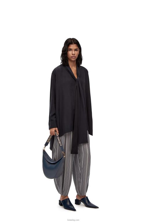 Loewe чанта luna от сатенирана телешка кожа и жакард F84B8483 Жени синьо оникс