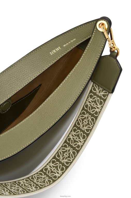 Loewe чанта luna от сатенирана телешка кожа и жакард F84B8511 Жени авокадо зелено