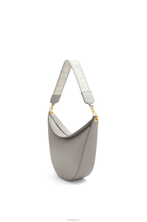 Loewe чанта luna от сатенирана телешка кожа и жакард F84B8533 Жени перлено сиво