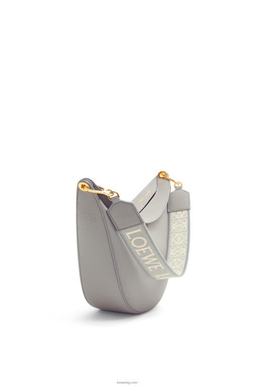 Loewe чанта luna от сатенирана телешка кожа и жакард F84B8533 Жени перлено сиво