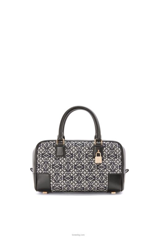 Loewe амазона 23 в анаграм жакард и телешка кожа F84B8150 Жени тъмносиньо/черно