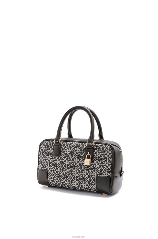 Loewe амазона 23 в анаграм жакард и телешка кожа F84B8150 Жени тъмносиньо/черно