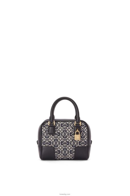 Loewe amazona 16 квадратна чанта от анаграмен жакард и телешка кожа F84B8139 Жени тъмносиньо/черно