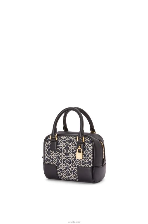 Loewe amazona 16 квадратна чанта от анаграмен жакард и телешка кожа F84B8139 Жени тъмносиньо/черно