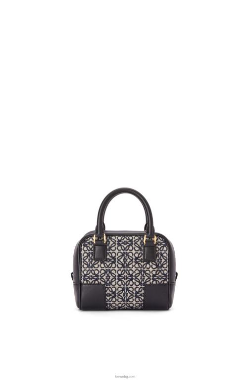 Loewe amazona 16 квадратна чанта от анаграмен жакард и телешка кожа F84B8139 Жени тъмносиньо/черно