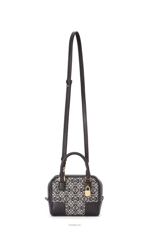 Loewe amazona 16 квадратна чанта от анаграмен жакард и телешка кожа F84B8139 Жени тъмносиньо/черно