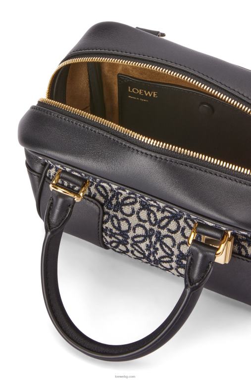 Loewe amazona 16 квадратна чанта от анаграмен жакард и телешка кожа F84B8139 Жени тъмносиньо/черно