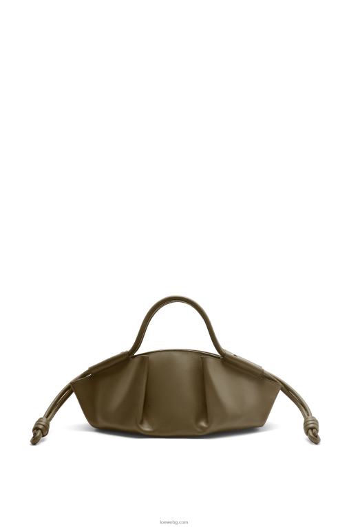 Loewe малка пасео чанта от лъскава телешка кожа напа F84B8353 Жени тъмно каки зелено