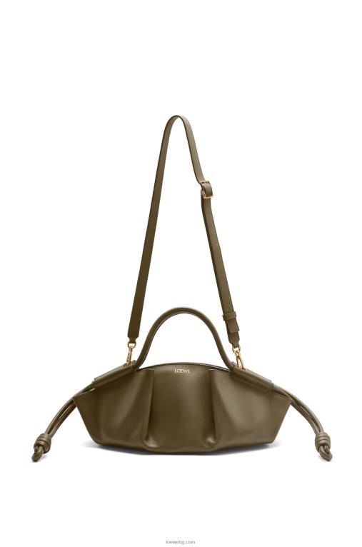 Loewe малка пасео чанта от лъскава телешка кожа напа F84B8353 Жени тъмно каки зелено