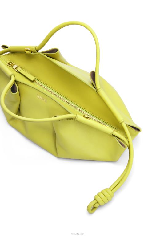 Loewe малка пасео чанта от лъскава телешка кожа напа F84B8419 Жени лайм жълто