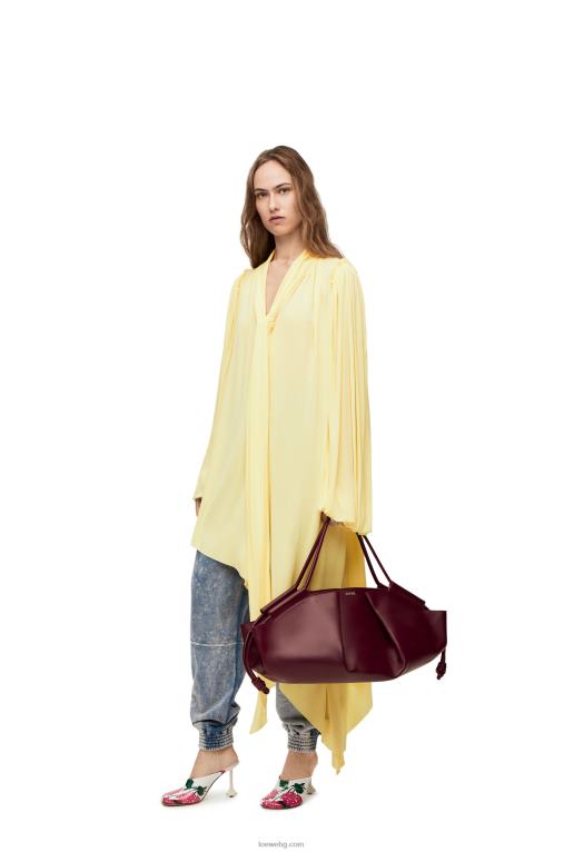 Loewe xl чанта paseo от лъскава телешка кожа напа F84B8415 Жени бордо