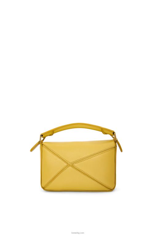 Loewe мини чанта за пъзел от класическа телешка кожа F84B8201 Жени ярка охра