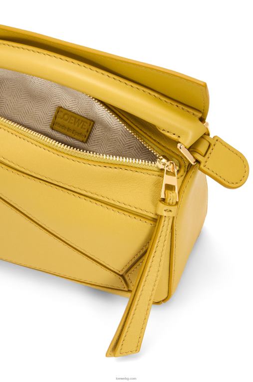 Loewe мини чанта за пъзел от класическа телешка кожа F84B8201 Жени ярка охра