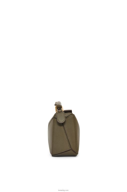 Loewe мини чанта за пъзел от класическа телешка кожа F84B8202 Жени тъмно каки зелено