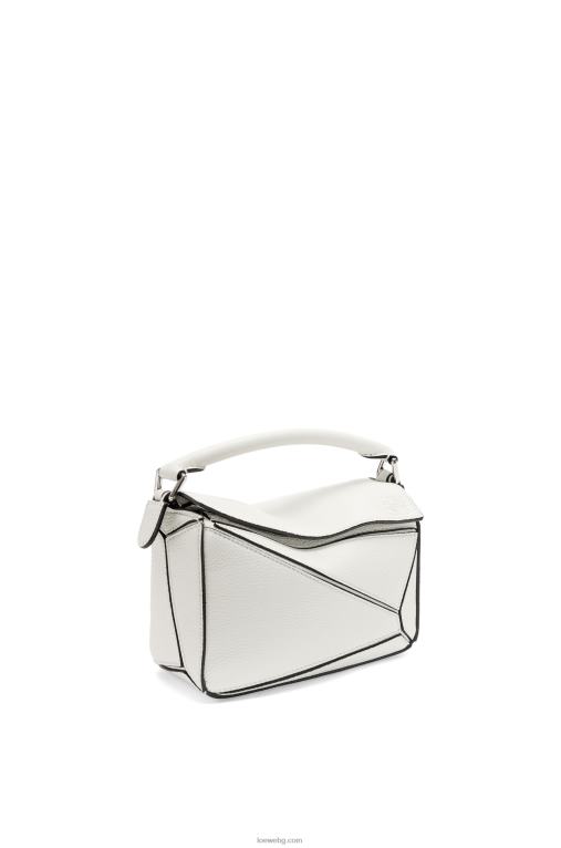 Loewe мини чанта за пъзел от мека зърнеста телешка кожа F84B8203 Жени меко бяло