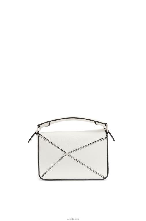 Loewe мини чанта за пъзел от мека зърнеста телешка кожа F84B8203 Жени меко бяло