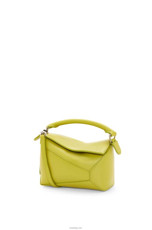 Loewe мини чанта за пъзел от сатенирана телешка кожа F84B8211 Жени лайм жълто