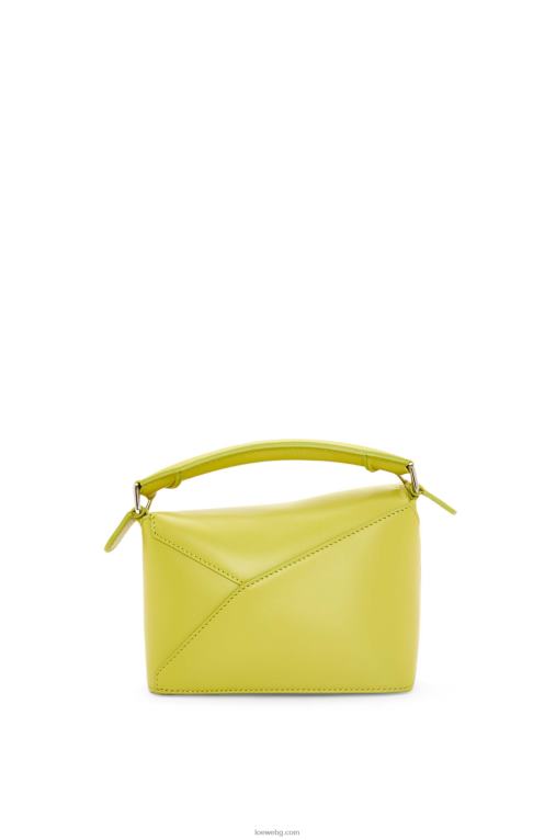 Loewe мини чанта за пъзел от сатенирана телешка кожа F84B8211 Жени лайм жълто