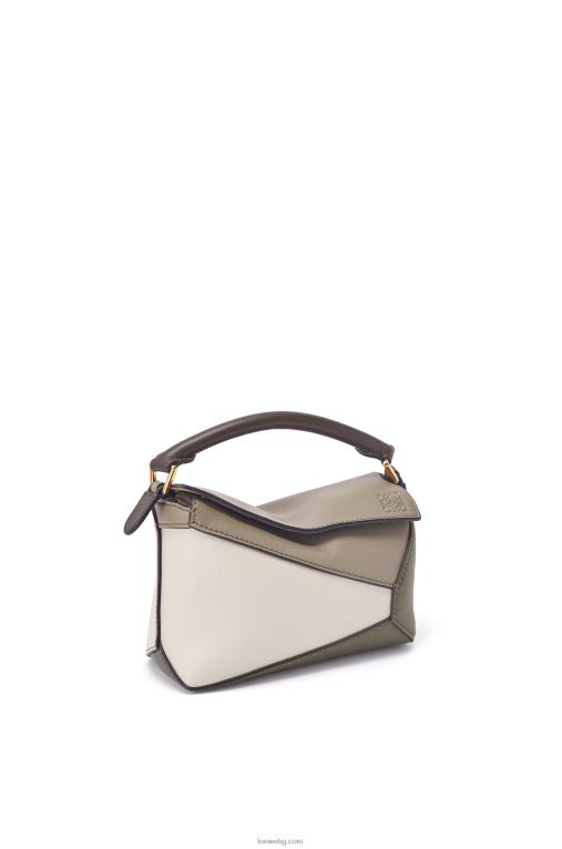Loewe ръб на мини пъзел от телешка кожа напа F84B8253 Жени лаврово зелено/светъл овес