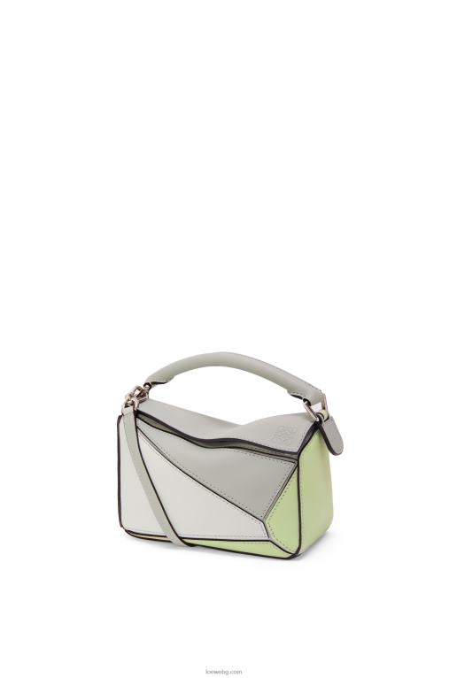 Loewe мини чанта за пъзел от класическа телешка кожа F84B8257 Жени пепеляво сиво/светъл селадон