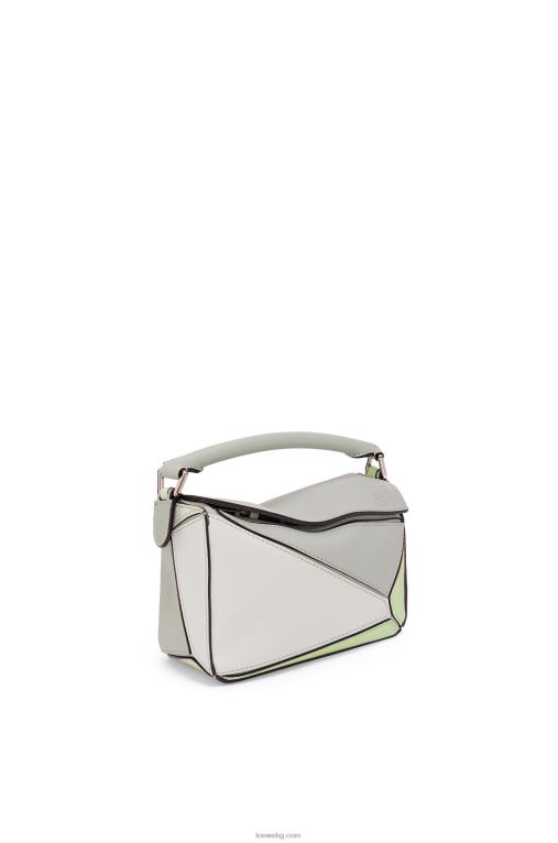Loewe мини чанта за пъзел от класическа телешка кожа F84B8257 Жени пепеляво сиво/светъл селадон