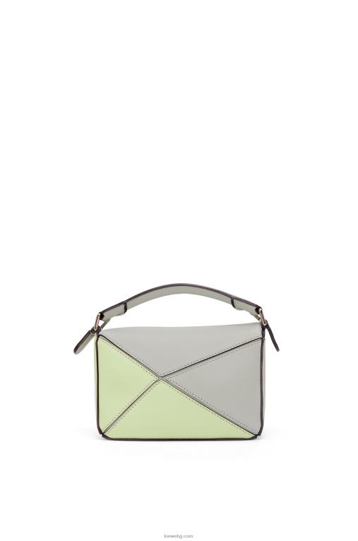 Loewe мини чанта за пъзел от класическа телешка кожа F84B8257 Жени пепеляво сиво/светъл селадон