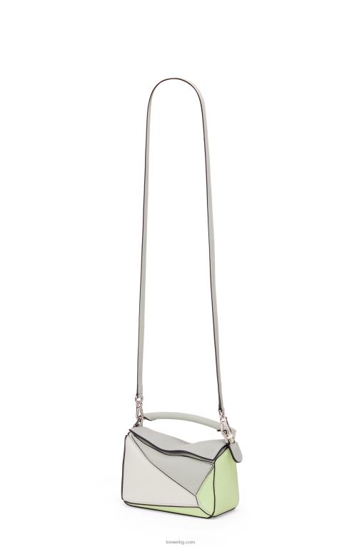 Loewe мини чанта за пъзел от класическа телешка кожа F84B8257 Жени пепеляво сиво/светъл селадон