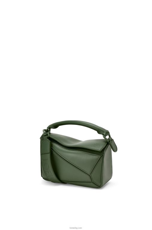 Loewe мини чанта за пъзел от сатенена телешка кожа F84B8270 Жени реколта каки