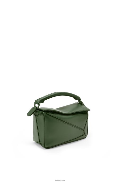 Loewe мини чанта за пъзел от сатенена телешка кожа F84B8270 Жени реколта каки