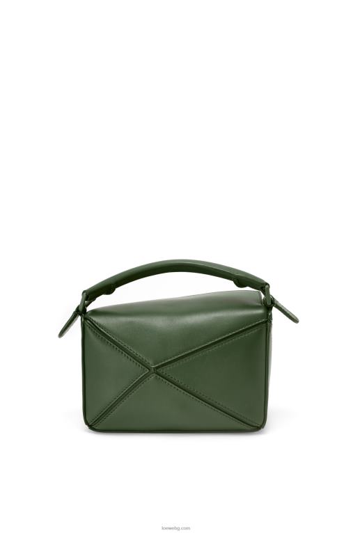 Loewe мини чанта за пъзел от сатенена телешка кожа F84B8270 Жени реколта каки