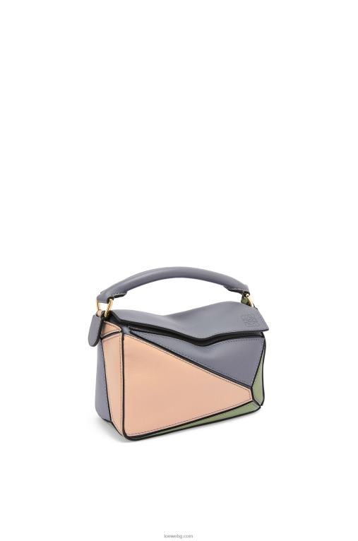 Loewe мини чанта за пъзел от класическа телешка кожа F84B8284 Жени асфалтово сиво/голо