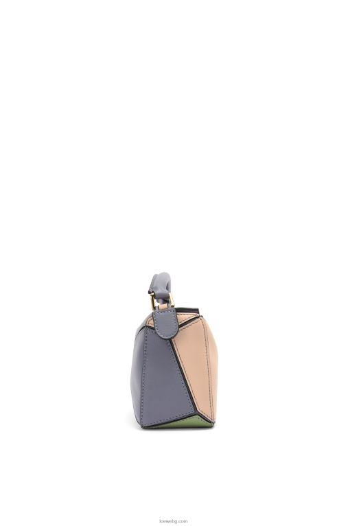Loewe мини чанта за пъзел от класическа телешка кожа F84B8284 Жени асфалтово сиво/голо