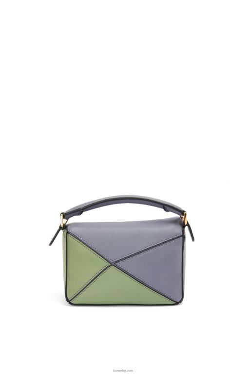 Loewe мини чанта за пъзел от класическа телешка кожа F84B8284 Жени асфалтово сиво/голо
