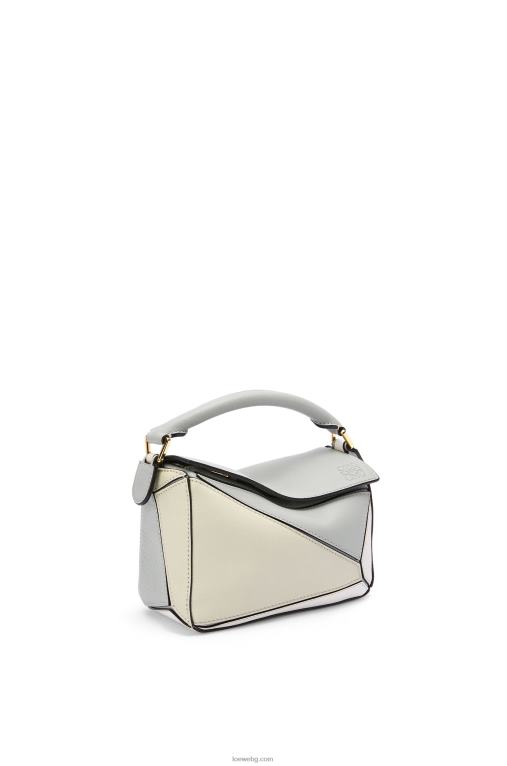 Loewe мини чанта за пъзел от класическа телешка кожа F84B8288 Жени пепеляво сиво/мраморно зелено