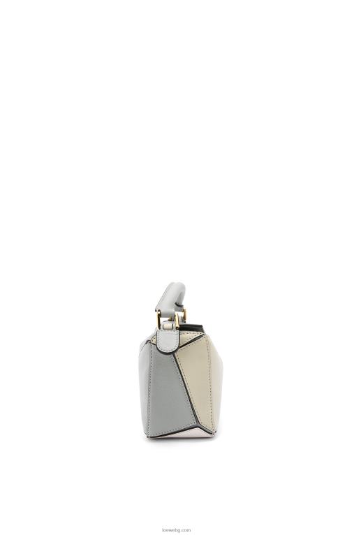 Loewe мини чанта за пъзел от класическа телешка кожа F84B8288 Жени пепеляво сиво/мраморно зелено