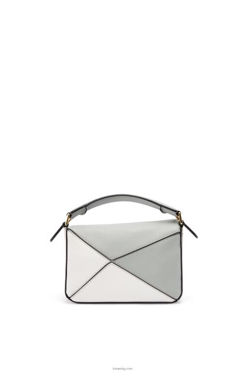 Loewe мини чанта за пъзел от класическа телешка кожа F84B8288 Жени пепеляво сиво/мраморно зелено