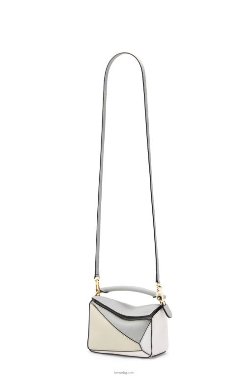 Loewe мини чанта за пъзел от класическа телешка кожа F84B8288 Жени пепеляво сиво/мраморно зелено