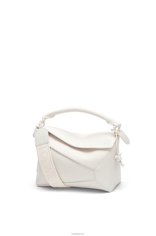 Loewe малка чанта тип пъзел от сатенена телешка кожа F84B8435 Жени бяла глазура