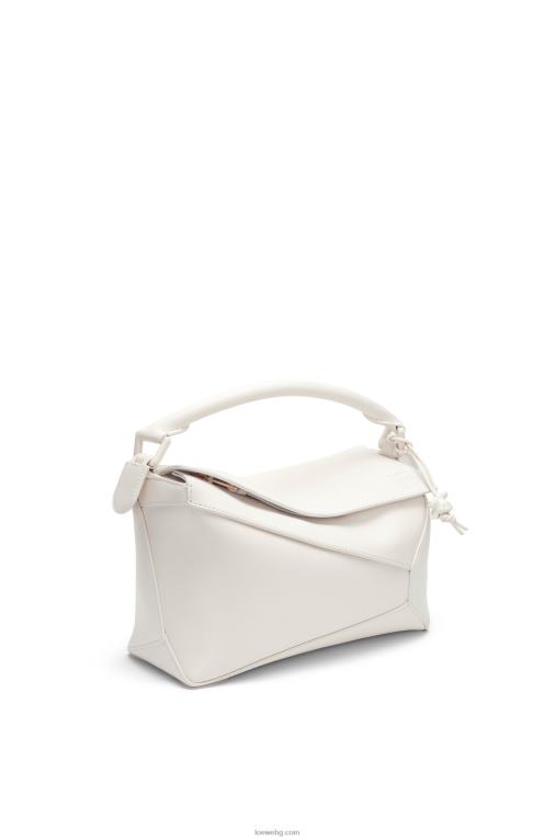 Loewe малка чанта тип пъзел от сатенена телешка кожа F84B8435 Жени бяла глазура