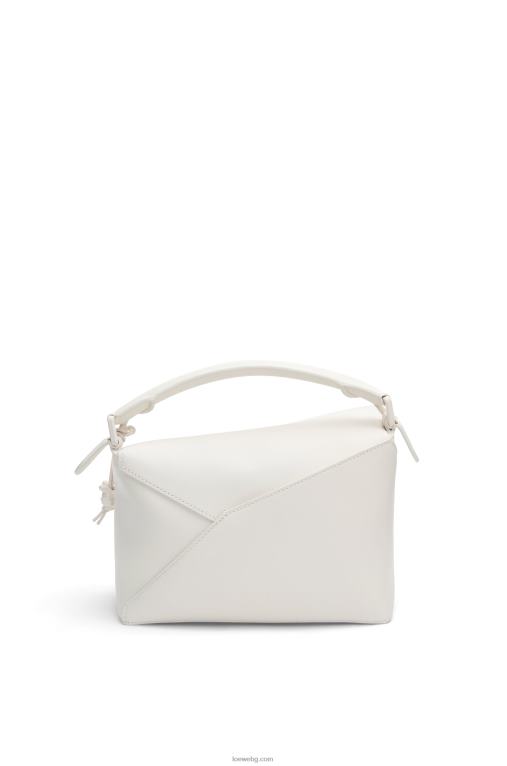 Loewe малка чанта тип пъзел от сатенена телешка кожа F84B8435 Жени бяла глазура