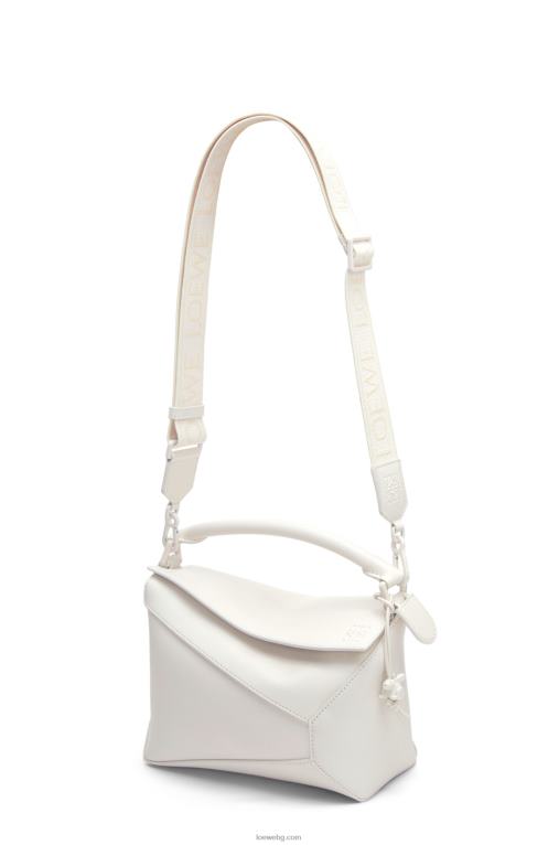 Loewe малка чанта тип пъзел от сатенена телешка кожа F84B8435 Жени бяла глазура